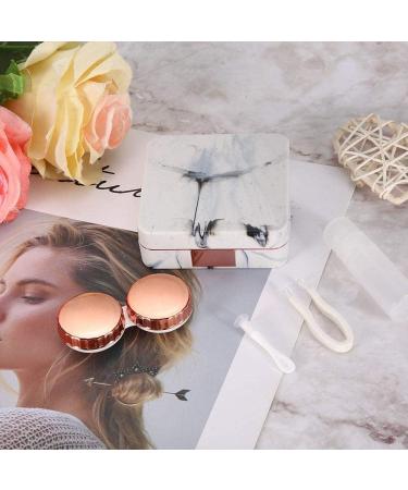 TOPINCN Mini Travel Contact Lens Case - Portable Marble Square Design in Rose Gold - Buy Online on GoSupps.com