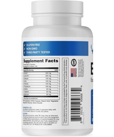 Bucked Up EAA Capsules - Essential Amino Acids Supplement | 1200mg Per Serving | On The Go | Gluten-Free Non-GMO Third-Party Tested | 100 Servings (200 Capsules) - Buy Online on GoSupps.com