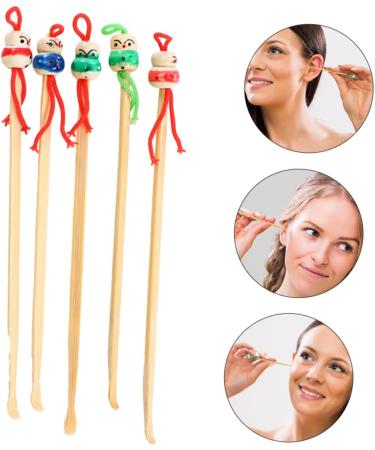 Homoyoyo 12pcs Hanging Ear Cleaners Adorable Wooden Ear Wax Removers for Random Colors Lightweight and Creative Design for Family Use - Buy Online on GoSupps.com