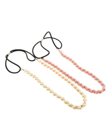 White and pink 2 pieces x ladies hair band - golden south braided hair band velvet aspect - unit size thin headband - wedding vintage headband - original look boho hippie 1 x white and 1 x pink