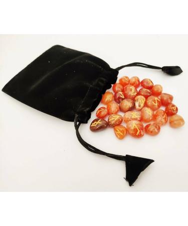 Sharvgun Lot de 25 pierres runiques en cornaline rouge avec tableau en bois MDF runique grav lettrage symbolique pa en velours noir/rouge pochette incluse bo te cadeau - Buy Online on GoSupps.com