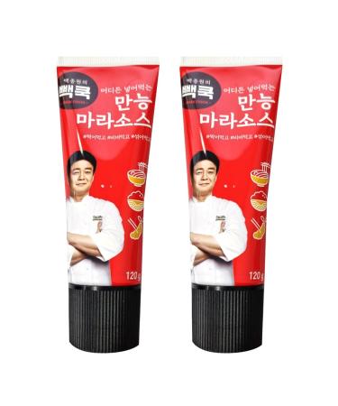 Korean Chief Paik Mala Paste Spicy Sichuan Hot Sauce (120g, 4.87oz x 2 Pack) for Noodles, BBQ, Rice By Baek Jong Won