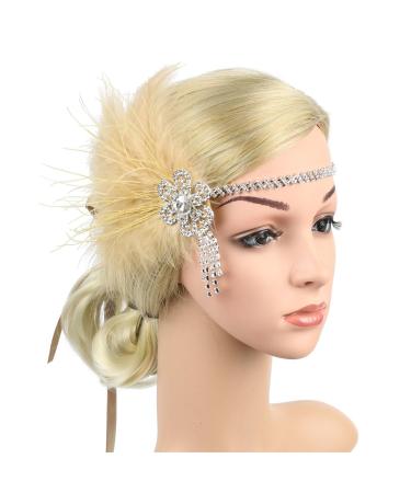 Limtula Eye-catching &Feather Hair Hoop Bohemia Style Headband Wedding Party Bride Hair Styling Photoshoots Headwear Khaki