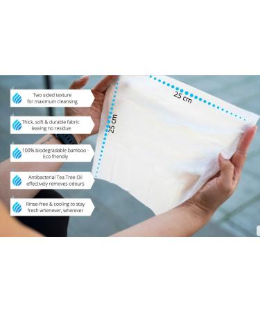 Freshenup XXL Full Body Wet Wipes for Adults | 3x10 Moist Bamboo Towels with Tea Tree Oil | 100% Degradable | Travel Hiking Camping Festival Essentials - Buy Online on GoSupps.com
