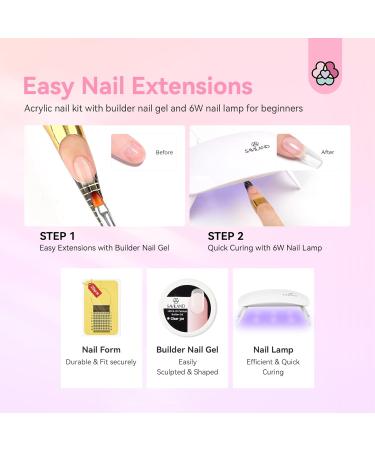 Saviland Acrylic Nail Kit for Beginners: Keratin Acrylic Powder Castor Oil Vitamin E Pure EMA Monomer Liquid Brush Clippers Nail Lamp Complete Tools Everything 100 Nail Tips Practice Home Starters only with nail lamp - Buy Online on GoSupps.com