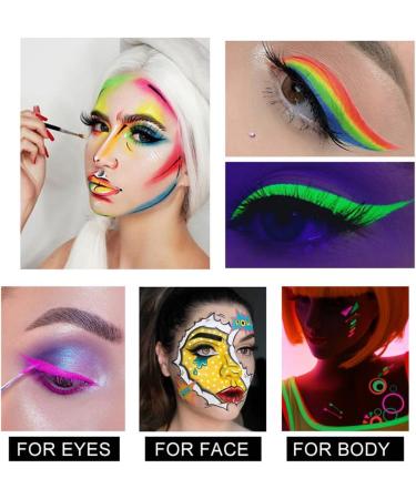  HADAVAKA Palette De Maquillage Fluorescent UV Fluorescent Eyeliner Eyeshadow Makeup Halloween Eyeliner Luminous Body Paint Matte Gr - Buy Online on GoSupps.com