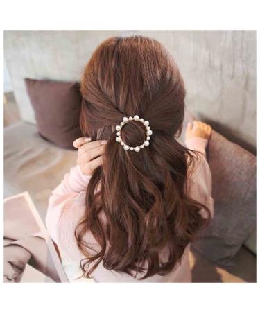 Yheakne Boho Pearl Circle Hair Clip Gold Pearl Hairclips Vintage Round Hair Pins Decorative Bobby Pin Geometry Hair Accessories for Women and Girls Gifts (Circle)