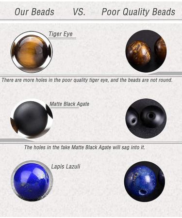 Kuched Lava Pearl Bracelet Set - 8mm Essential Oil Diffuser Obsidian Rocks for Meditation & Aromatherapy - Natural Stone Elastic Yoga Bracelets for Grounding & Self-Confidence - Unisex - Buy Online on GoSupps.com