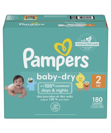 Pampers Baby Dry Diapers Size 2 180 Count Leakproof days & nights