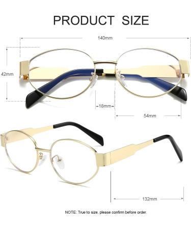 Buy JOVAKIT Retro Blue Light Blocking Glasses for Women | Vintage Oval Eyeglasses - Fashionable 54mm Gold Frame for TV & Computer Use - Buy Online on GoSupps.com