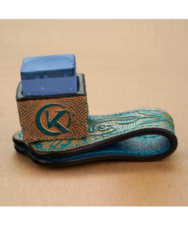 KONLLEN Leather Engraved Chalk Holder Magnetic Vegetable Tanned Leather Pool Cue Snooker Silent Billiard Accessories Blue - Buy Online on GoSupps.com