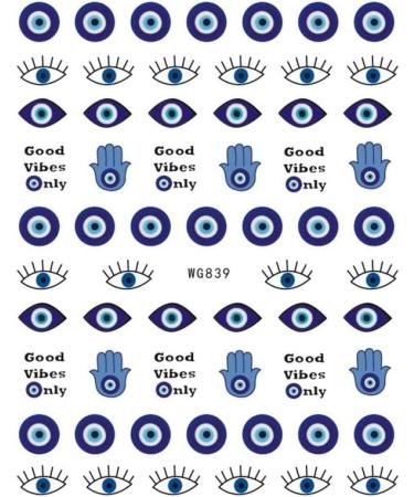 Self-adhesive Design for Nail Salons Easy to Apply Lucky Blue Colorful Evil Eye Nail Sticker Eye Evil Nail Art Sticker 3D Nail Decals(WG841) - Buy Online on GoSupps.com