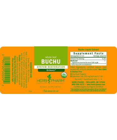 Herb Pharm Organic Buchu Liquid Extract - 1 Fl Oz (Pack of 1) | Urinary System Support - Buy Online on GoSupps.com