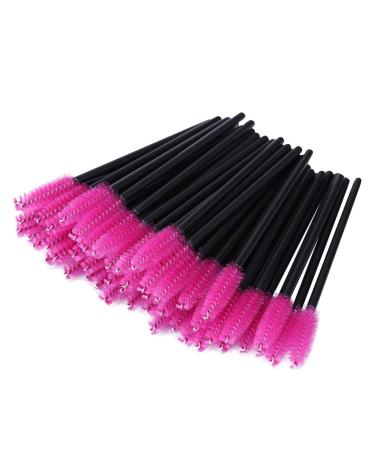 YIAGUN 50pcs Rose disposable mascara brush eye black stick eyebrow castor oil brush makeup tool (rose pink)