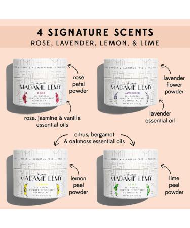 Madame Lemy Talc Free Powder Gift Set - Natural Aluminum Free Deodorant & Body Powder | Vegan Cruelty Free Travel-Size - 4 Scents (CLASSIC 4 x 0.75 oz - Buy Online on GoSupps.com