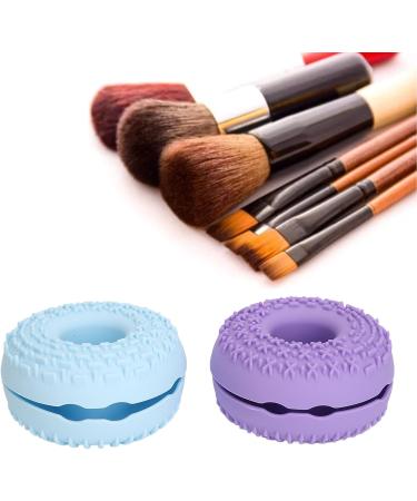 Buy Silicone Cute Shaped Makeup Brushes & Cleansing Bowl | Soft Cosmetic Brushes for Home & Salon Blue & Purple - Buy Online on GoSupps.com