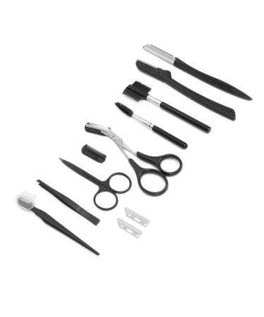 Buy Professional 10-Piece Eyebrow Care Set | Scissors Comb Tweezers & Shaving Tools - International Shipping Available - Buy Online on GoSupps.com