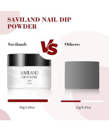 Saviland 1.06Oz Clear Dip Powder for French Nail Art - No Lamp Needed | Manicure Kit for Salon or DIY - Buy Online on GoSupps.com