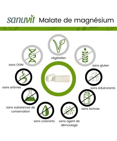 Sanuvit - Magnesium Malate 800 mg | 180 Capsules | High Bioavailability | 100% Covers Daily Magnesium Requirements | Vegan - Buy Online on GoSupps.com