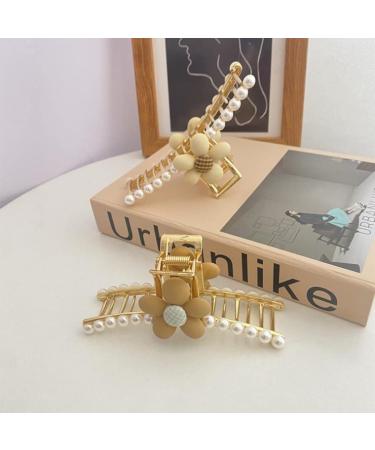 Hair Claw Metal Pearl Claw Hair Jaw Clips Barrettes Back of the head flower love shark clip for Women Girls Half Bun Hairpins for Thick Hair 4 pcs - Buy Online on GoSupps.com