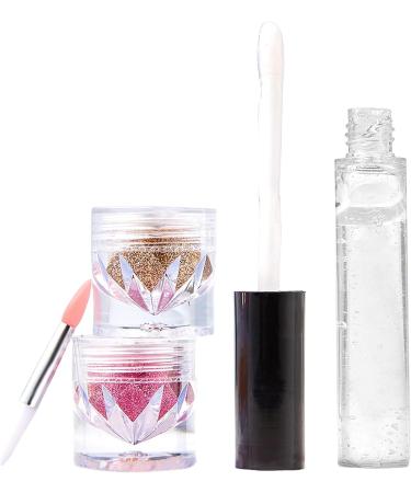 Scnvsi Two Colors Glitter Lip Set Glitter Makeup Lipstick Lip Gloss Glitter Lipstick Makeup Powder Set for Lips Nails Art - Buy Online on GoSupps.com