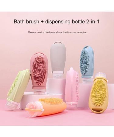 AuntYou Silicone Travel Refillable Bottle Set with Cleansing Brush - Portable Shampoo and Lotion Containers A Grayish Yellow - Buy Online on GoSupps.com