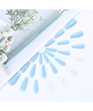 Brishow Blue Butterfly Press-On Nails | Long Ballerina Acrylic Fake Nails | 24-Piece Set for Women & Girls - International Shipping - Buy Online on GoSupps.com