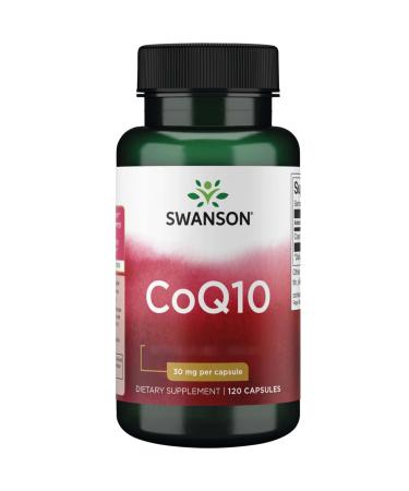 Swanson CoQ10 (Coenzyme Q10) 30mg Ubiquinone 120 capsules high dosage laboratory tested soy-free gluten-free non-GMO
