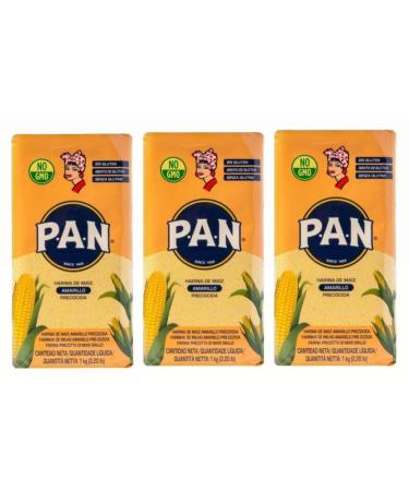 Harina PAN Pre-Cooked Yellow Maize Meal - 1kg (Pack of 3)