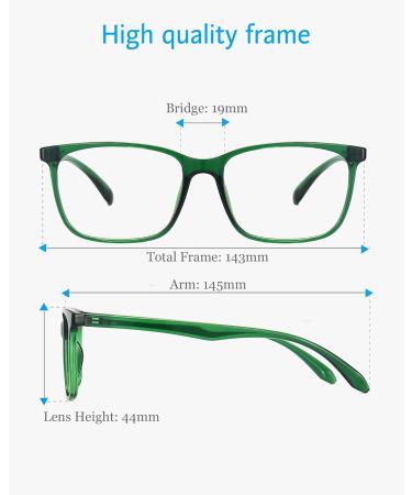 ANRRI Blue Light Blocking Glasses - Lightweight Anti-Eyestrain Eyeglasses for Men & Women - Clear Green Frame - Buy Online on GoSupps.com