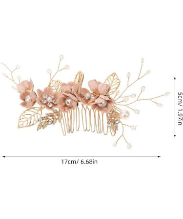 STOBOK Pack of 4 Vintage Gold Flower Pearl Hair Comb Crystal Hairpins Bridal Headpieces Wedding Hair Accessories for Women - Pink Flower - Buy Online on GoSupps.com