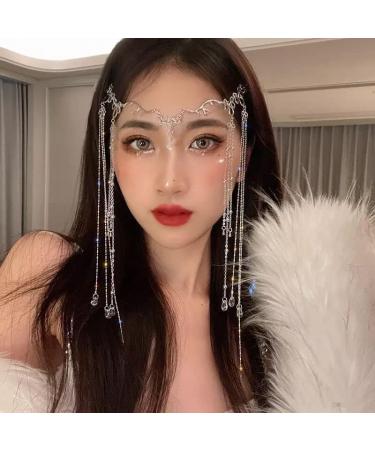 BSLVWG Ethnic style Headband Head Chain with Beaded Fairy Hair Forehead Chain Crystal Headband Face Curtain Hair Accessories for Womens and Girls (02) - Buy Online on GoSupps.com