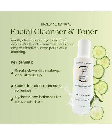 Finally All Natural Dual Action Face Wash & Toner, Cucumber Kaolin Clay, Natural Cleanser with Bakuchiol, 5 FL OZ, for All Skin Types. Face Wash for Women & Men - Buy Online on GoSupps.com