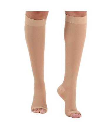 23-32 mmHg Open Toe Compression Socks for Varicose Veins - Skin Color Size M - Medical-Grade Stockings - Buy Online on GoSupps.com