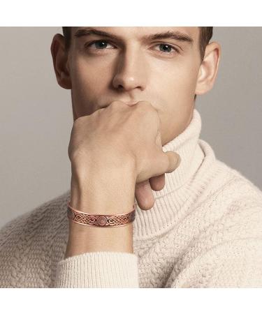 VicMAG Copper Magnet Hardship Bracelet for Men - Arthritis Pain Relief - Adjustable Pure Copper Cuff with Celtic Knot Gift Box - Buy Online on GoSupps.com