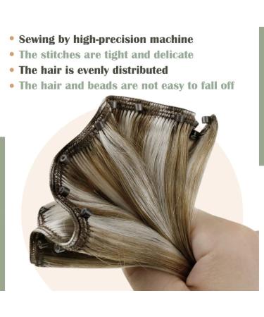 LAAVOO 50g Micro Tressen Real Hair Extensions - Brown Highlights & Blonde Micro Weft - 12 Eze Weft Remy Human Hair #P8/60 - Buy Online on GoSupps.com