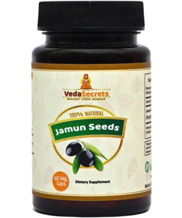 VedaSecrets Jamun(Blackbarry) Capsules 60 Count | Syzygium Cumini | Made with 100% Natural Jamun Seed Powder | Herbal Supplement | Ayurvedic Nutrition | Digestive & Wellness Support - Buy Online on GoSupps.com