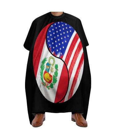 US Flag Peru Professional Barber Cape Polyester Hair Cutting Salon Cape Water Stain Resistant Apron Cutting Hair Beard Hairdressing Cape Anti-Static Haircut 56.7 66.9 Inch (1 Pack)