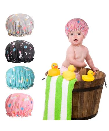 Waterproof Shower Hood for Women - 4 Piece Reusable Elastic Bath Cap Set | Large Double Layer Caps for Long Hair & Spa - Buy Online on GoSupps.com