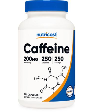 Nutricost Caffeine Pills, 200mg Per Serving (250 Caps) 250 Count (Pack of 1)