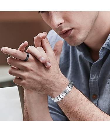 Vicmag Magnetic Bracelet for Men | Titanium Steel with Ultra Strength Magnets | Adjustable Double Row Design & Gift Box (Silver) | International Shipping Available - Buy Online on GoSupps.com