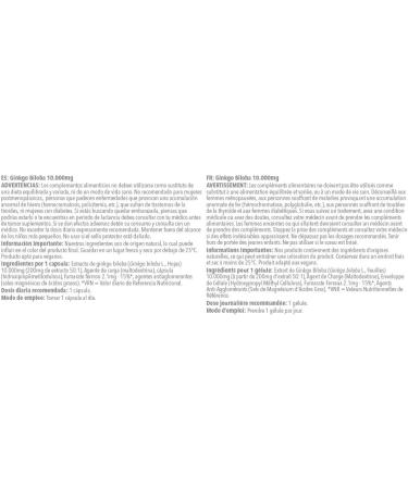 Ginkgo Biloba 10,000mg | 60 Capsules | High Strength Extract for Reduced Tiredness & Fatigue | Vegan & Vegetarian | UK Made - Buy Online on GoSupps.com