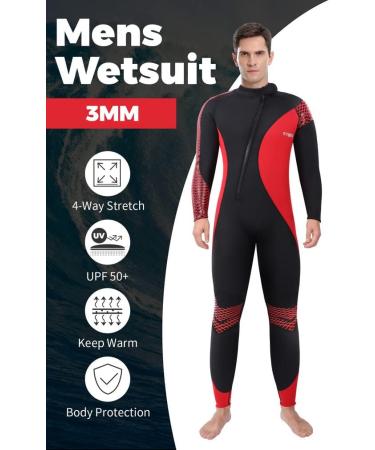 Yueta Men's 3MM Neoprene Full Body Wetsuit - Large Red - Buy Online on GoSupps.com
