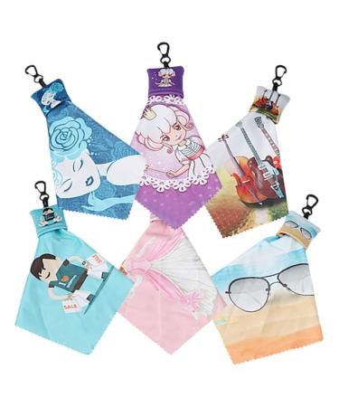 Healvian 6pcs Glasses Cleaning Cloth Keychain Portable Screen Lens Cleaner Wipes Eyeglass Cleaning Cloth Carabiner for Glasses Camera Lens Cell Phone A