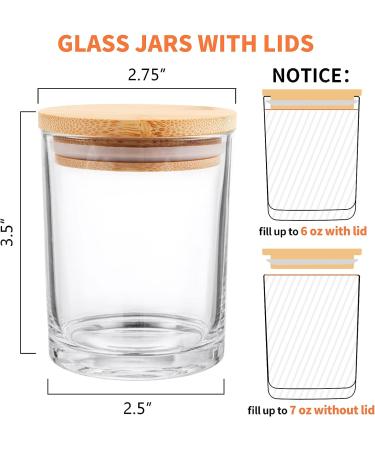 15 Pack Clear Candle Glass Jars with Bamboo Lids - 7oz Empty Candle Containers - Sticky Labels Included - Dishwasher Safe - Bulk Packaging - Buy Online on GoSupps.com