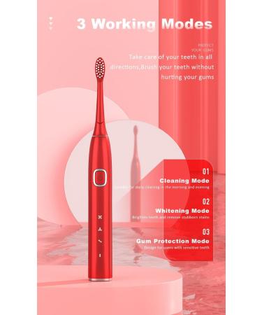 UPXNBOR 2022 Sonic Electric Toothbrush Set - 1 Handle, 2 Heads, 3 Modes, Teeth Whitening - Y6 Red - Buy Online on GoSupps.com