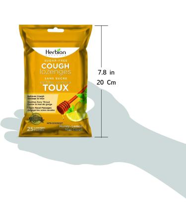 Herbion Naturals Cough Lozenges Sugar Free Honey Lemon Flavor | Cough Suppressant | Sore Throat Relief | Pack of 5 125 Counts - Buy Online on GoSupps.com
