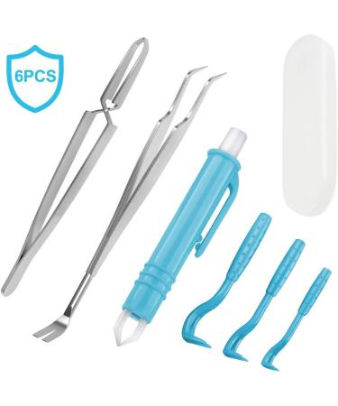 Surmounty Tick Removal Set - 6Pcs Stainless Steel Tick Tweezers & Plastic Hooks for Humans & Dogs - Complete Tick Remover Kit with 3 Sizes - Buy Online on GoSupps.com