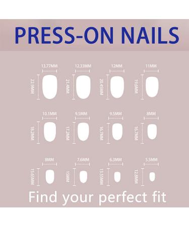 BNUUTIM Square Press on Nails Blue False Nails with Designs - Glossy UV Finish Acrylic Squoval Nails for Women and Girls - Buy Online on GoSupps.com