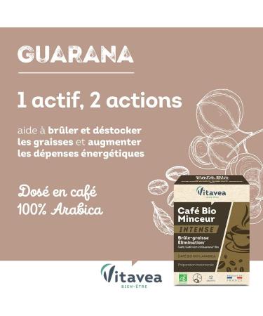 Vitavea - Intense Organic Slimming Coffee - Fat Burner Elimination Refined Silhouette - Soluble Coffee 100% Arabica Guarana Natural and Organic Origin - 12 Sachets - Made in France - Buy Online on GoSupps.com